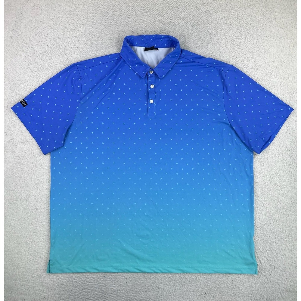 Sunday Swagger Polo Shirt Mens 4XL Blue OmbrePalm Tree Golf Performance